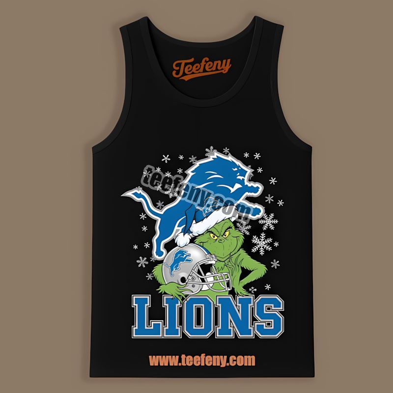 Grinch Holding Detroit Lions Helmet Sports Tanktop Grinch Holding Detroit Lions Helmet Sports Tanktop