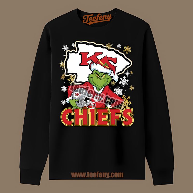 Grinch Holding Kansas City Chiefs Helmet Vintage Long Sleeve Grinch Holding Kansas City Chiefs Helmet Vintage Long Sleeve