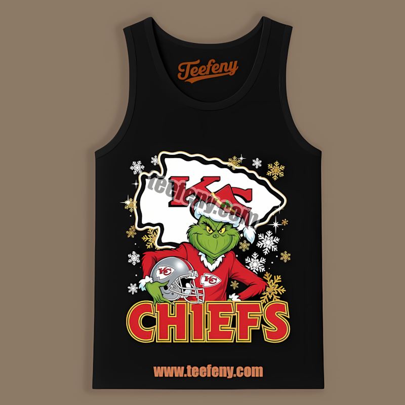 Grinch Holding Kansas City Chiefs Helmet Vintage Tanktop Grinch Holding Kansas City Chiefs Helmet Vintage Tanktop
