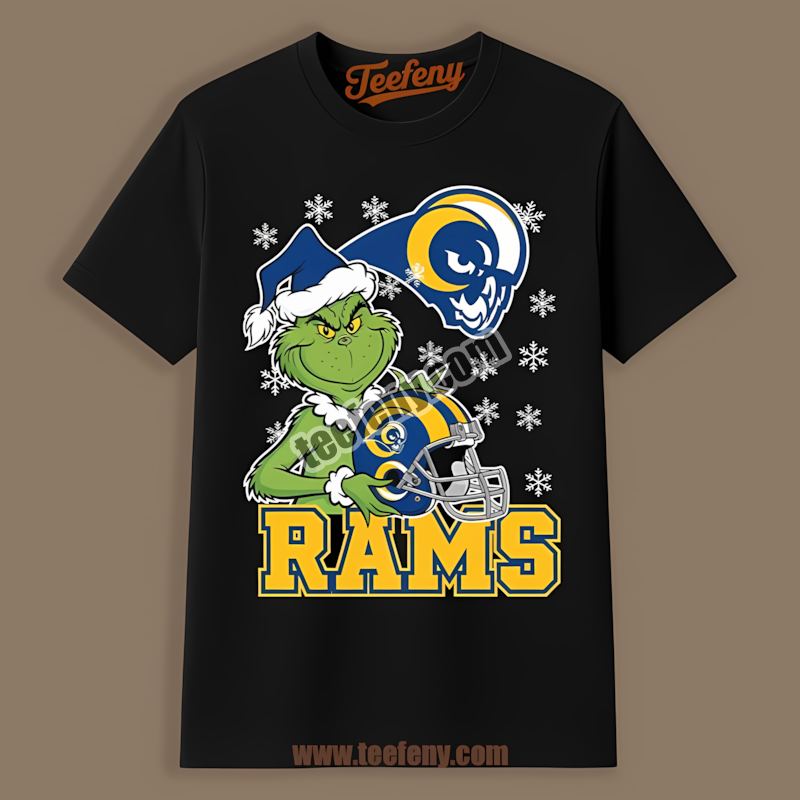 Grinch Holding Los Angeles Rams Helmet Unisex Shirt