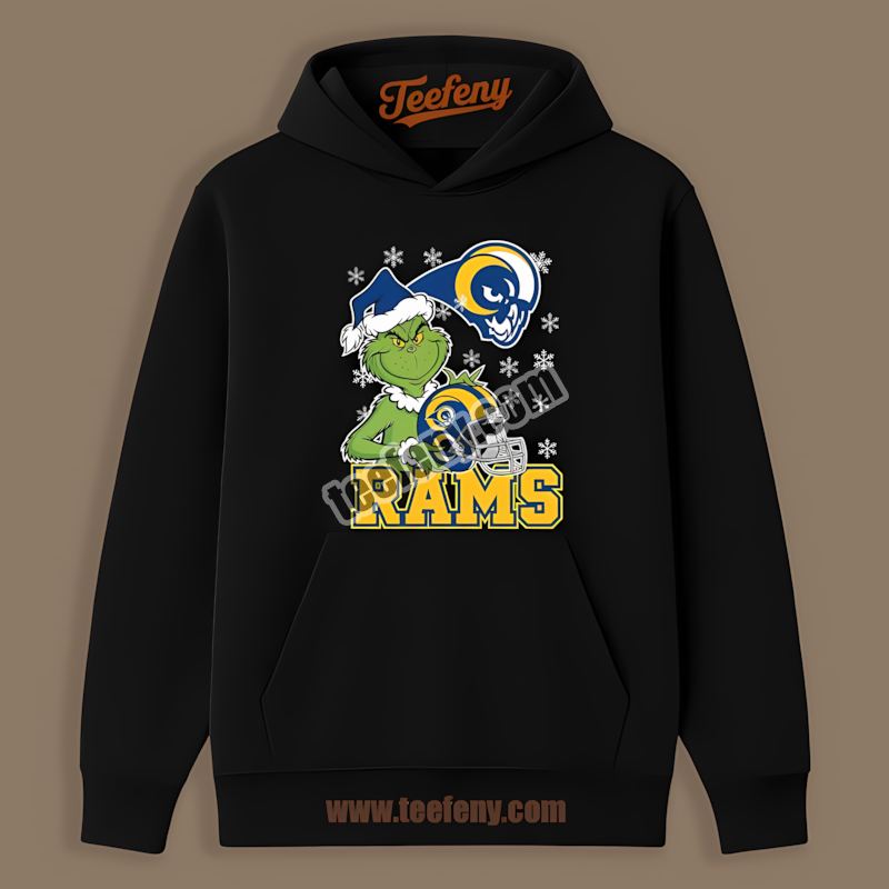 Grinch Holding Los Angeles Rams Helmet Unisex Hoodie Grinch Holding Los Angeles Rams Helmet Unisex Hoodie