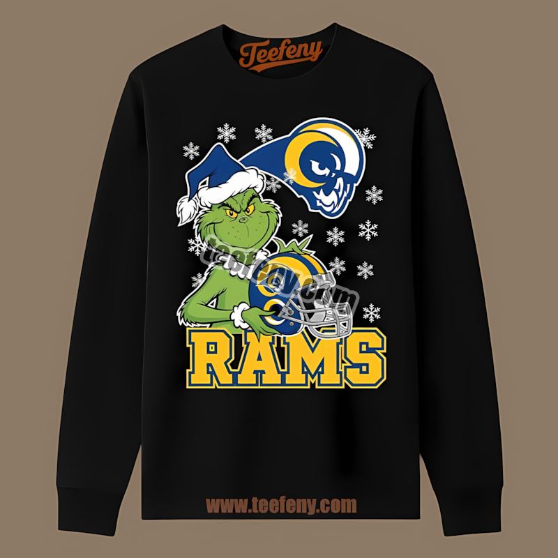 Grinch Holding Los Angeles Rams Helmet Unisex Long Sleeve Grinch Holding Los Angeles Rams Helmet Unisex Long Sleeve