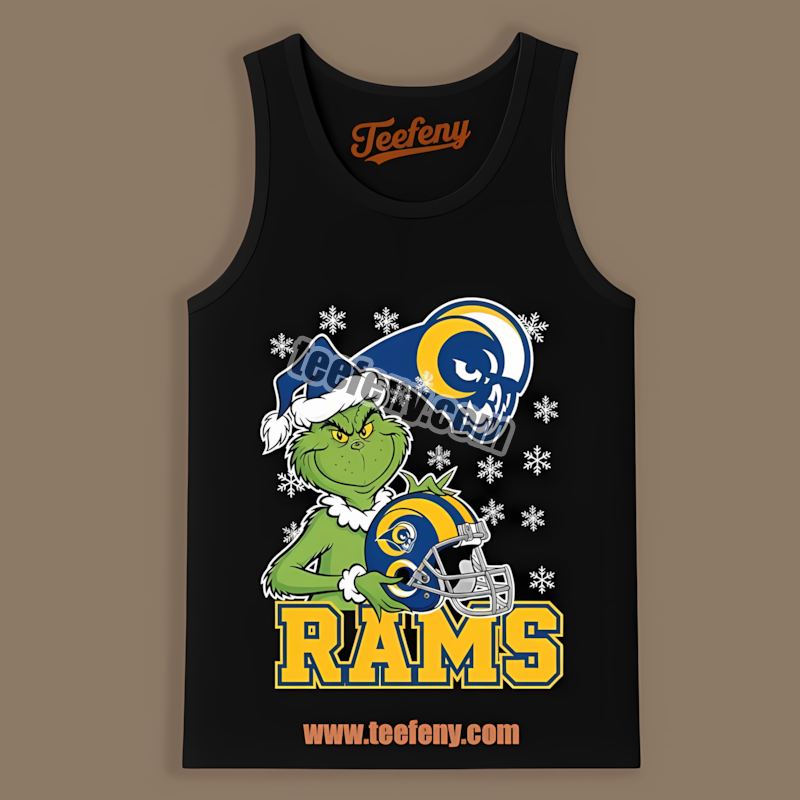 Grinch Holding Los Angeles Rams Helmet Unisex Tanktop Grinch Holding Los Angeles Rams Helmet Unisex Tanktop