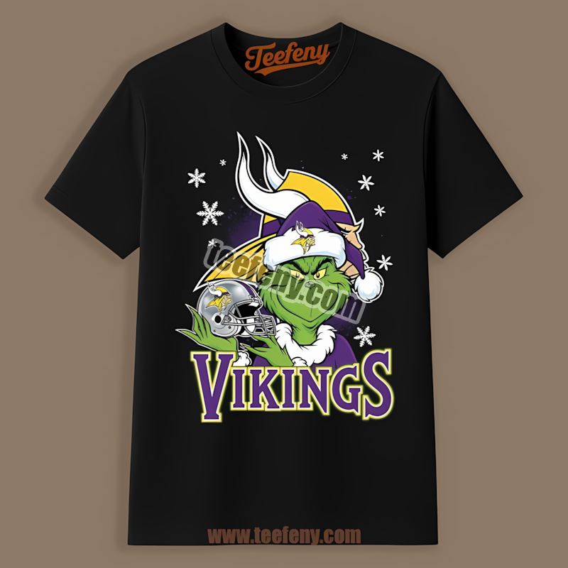 Grinch Holding Minnesota Vikings Helmet Regular Shirt