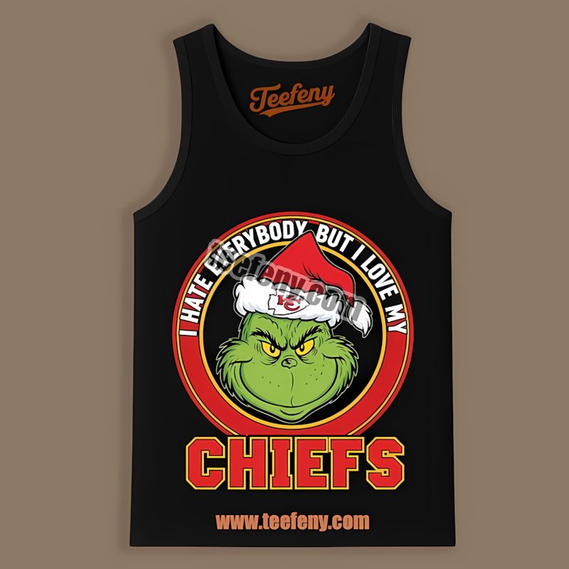 Grinch I Hate Everybody But Love My Kansas City Chiefs Unisex Tanktop Grinch I Hate Everybody But Love My Kansas City Chiefs Unisex Tanktop