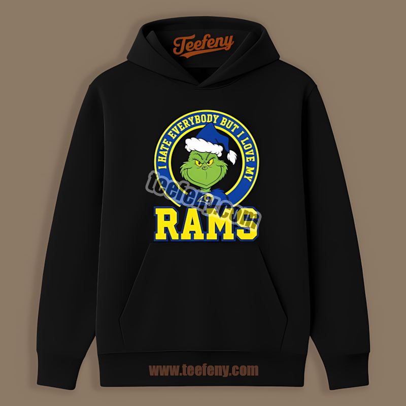 Grinch I Hate Everybody But Love My Los Angeles Rams Unisex Hoodie Grinch I Hate Everybody But Love My Los Angeles Rams Unisex Hoodie