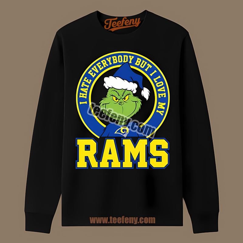 Grinch I Hate Everybody But Love My Los Angeles Rams Unisex Long Sleeve Grinch I Hate Everybody But Love My Los Angeles Rams Unisex Long Sleeve