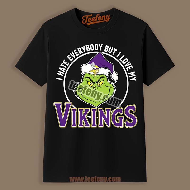 Grinch I Hate Everybody But Love My Minnesota Vikings Vintage Shirt