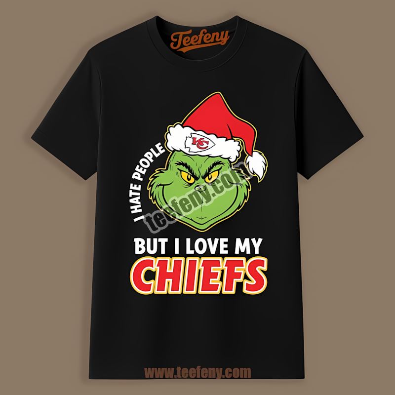 Grinch I Hate People But Love Kansas City Chiefs Adults Shirt