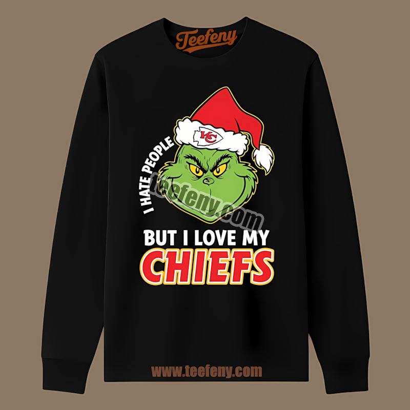 Grinch I Hate People But Love Kansas City Chiefs Adults Long Sleeve Grinch I Hate People But Love Kansas City Chiefs Adults Long Sleeve