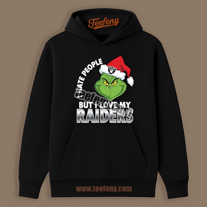 Grinch I Hate People But Love Las Vegas Raiders Adults Hoodie Grinch I Hate People But Love Las Vegas Raiders Adults Hoodie