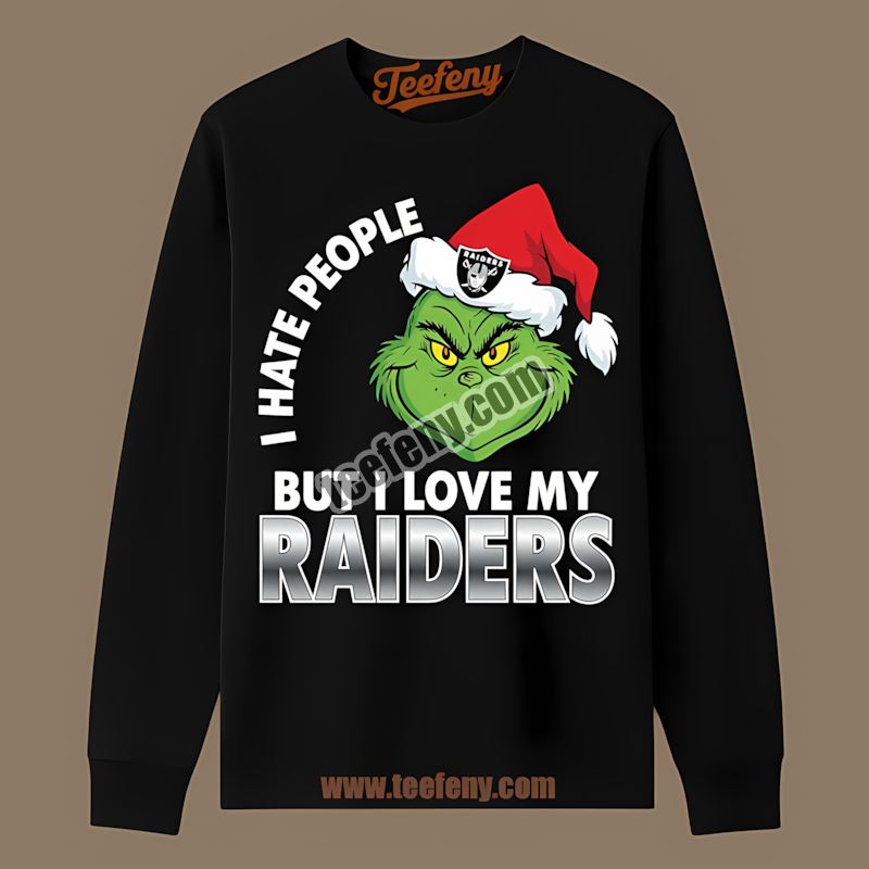 Grinch I Hate People But Love Las Vegas Raiders Adults Long Sleeve Grinch I Hate People But Love Las Vegas Raiders Adults Long Sleeve