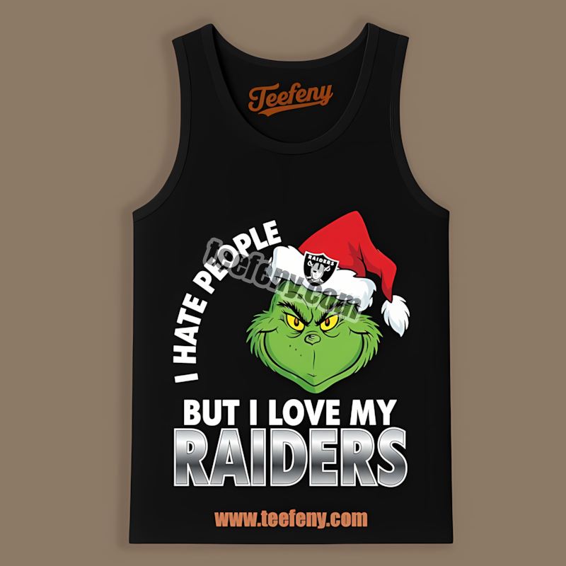 Grinch I Hate People But Love Las Vegas Raiders Adults Tanktop Grinch I Hate People But Love Las Vegas Raiders Adults Tanktop