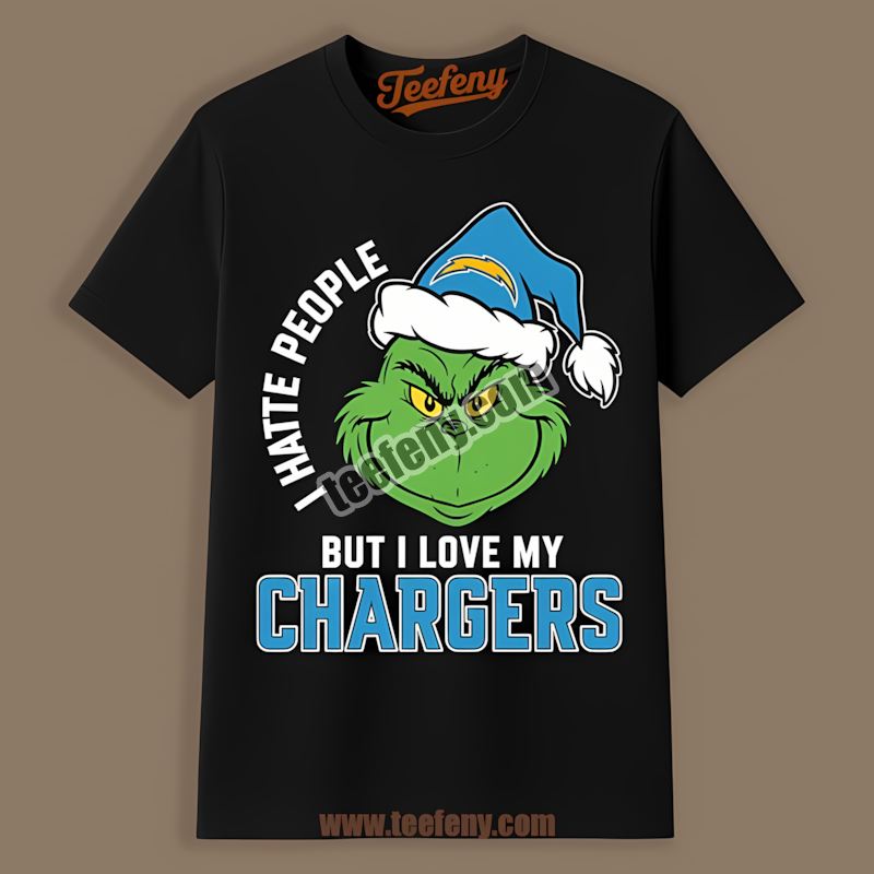 Grinch I Hate People But Love Los Angeles Chargers Adults Shirt