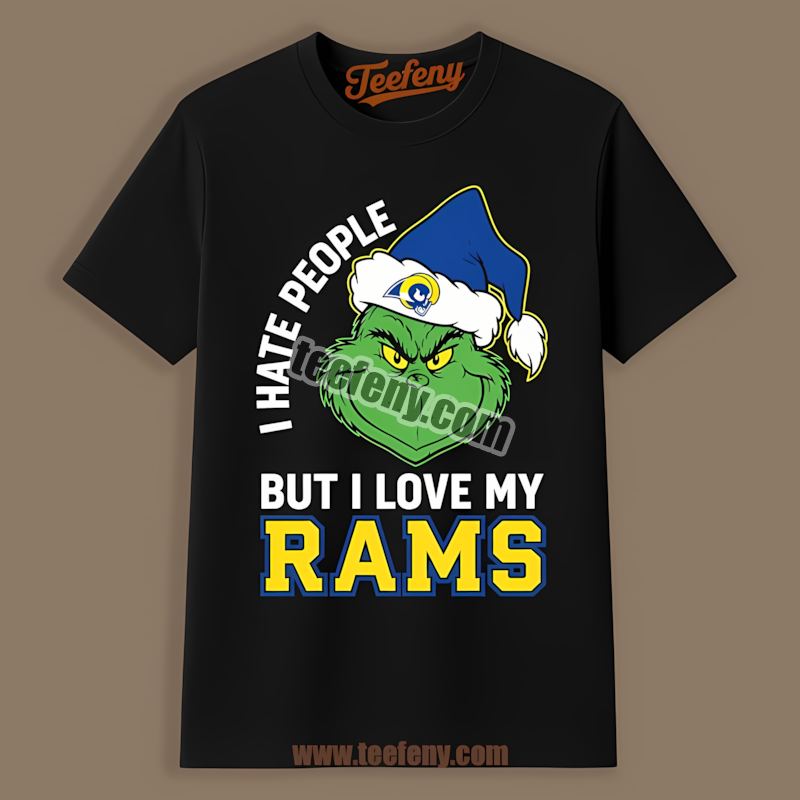 Grinch I Hate People But Love Los Angeles Rams Cotton Shirt