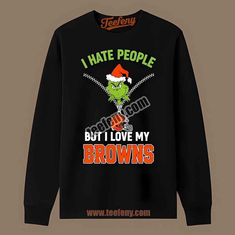 Grinch I Hate People Love Cleveland Browns Vintage Long Sleeve Grinch I Hate People Love Cleveland Browns Vintage Long Sleeve