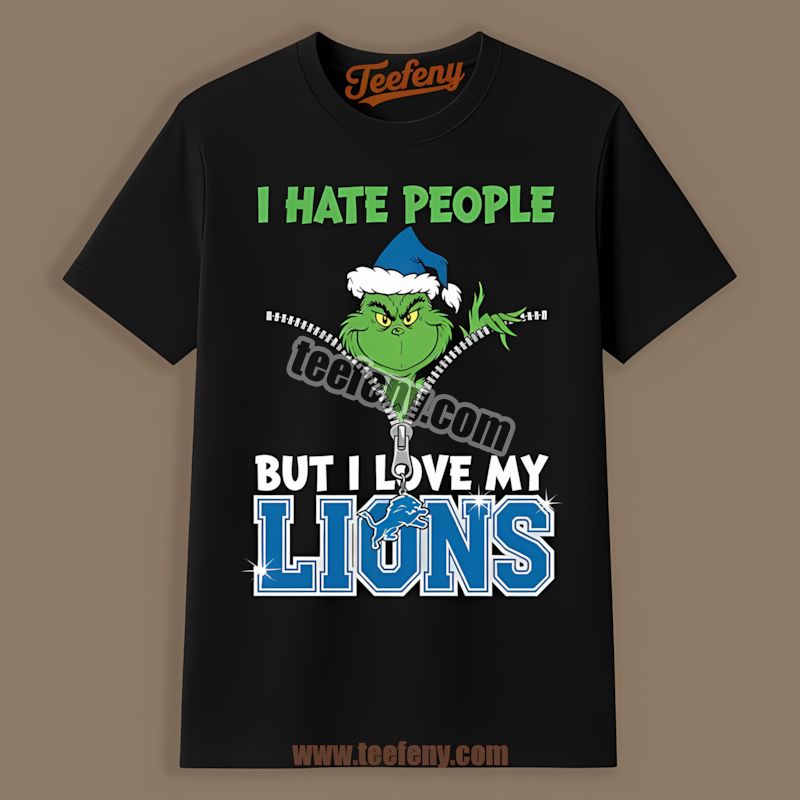 Grinch I Hate People Love My Detroit Lions Graphic Shirt