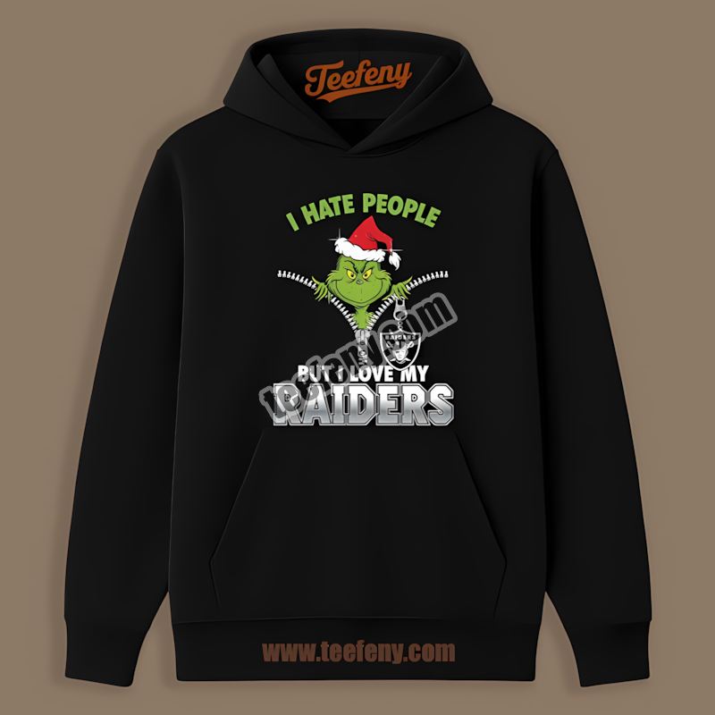 Grinch I Hate People Love My Las Vegas Raiders Adults Hoodie Grinch I Hate People Love My Las Vegas Raiders Adults Hoodie