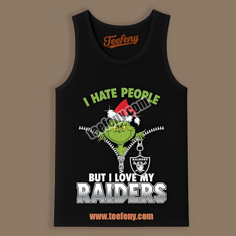Grinch I Hate People Love My Las Vegas Raiders Adults Tanktop Grinch I Hate People Love My Las Vegas Raiders Adults Tanktop