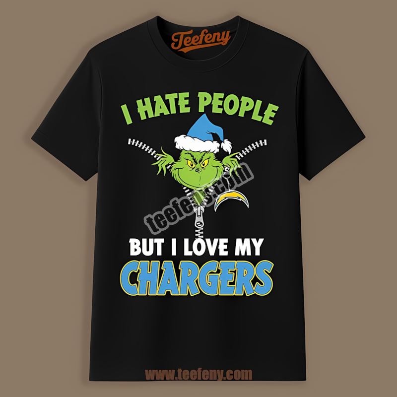 Grinch I Hate People Love My Los Angeles Chargers Classic Shirt
