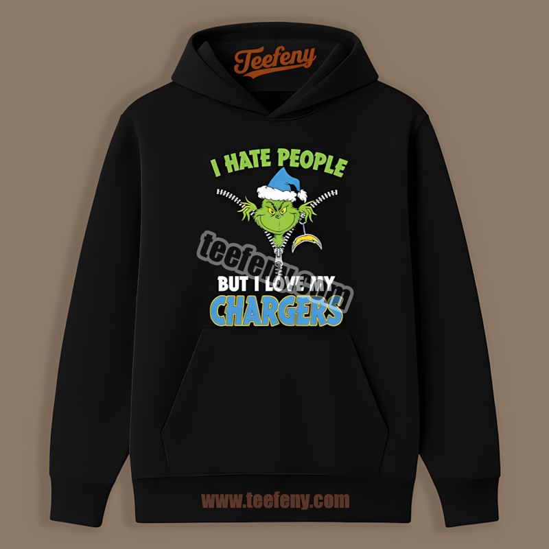 Grinch I Hate People Love My Los Angeles Chargers Classic Hoodie Grinch I Hate People Love My Los Angeles Chargers Classic Hoodie