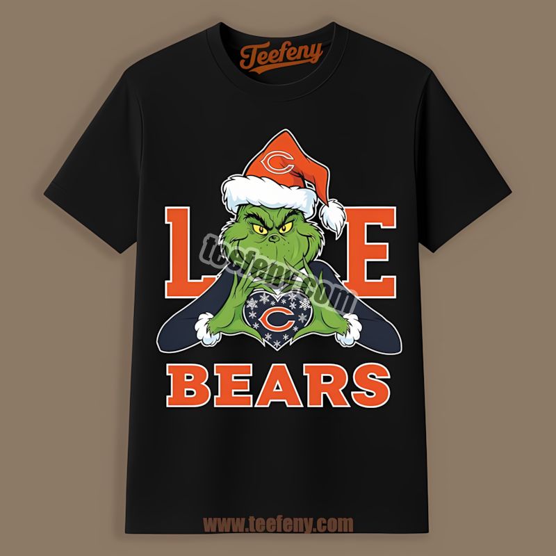 Grinch Love Chicago Bears Christmas Graphic Shirt