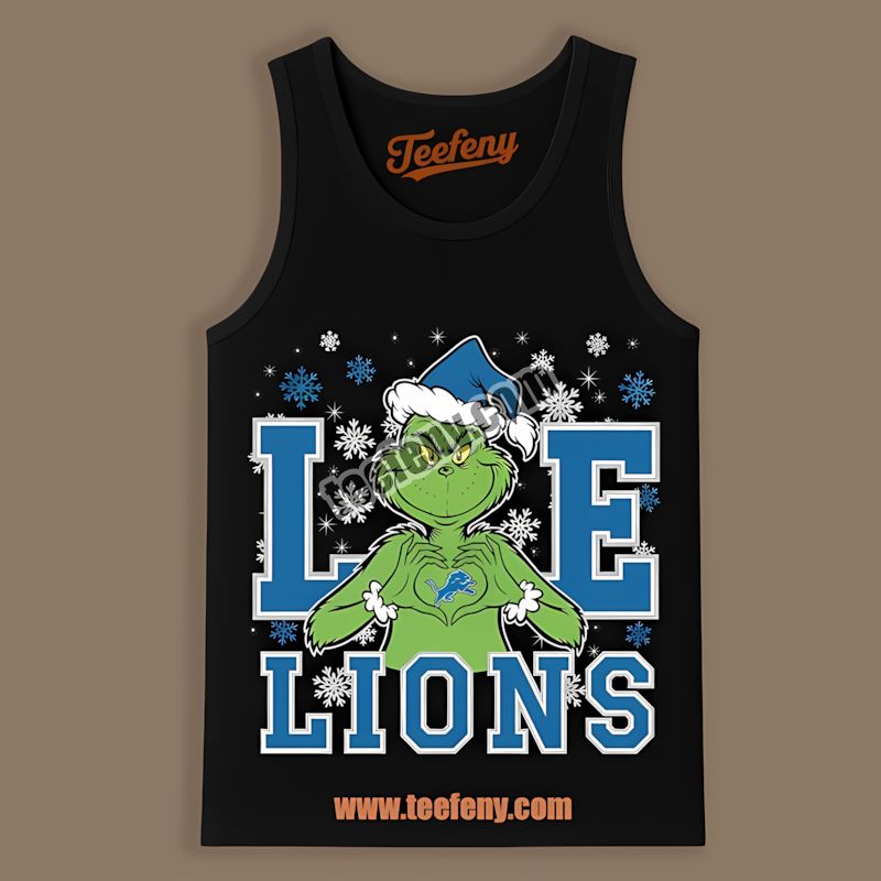 Grinch Love Detroit Lions Christmas Adults Tanktop Grinch Love Detroit Lions Christmas Adults Tanktop