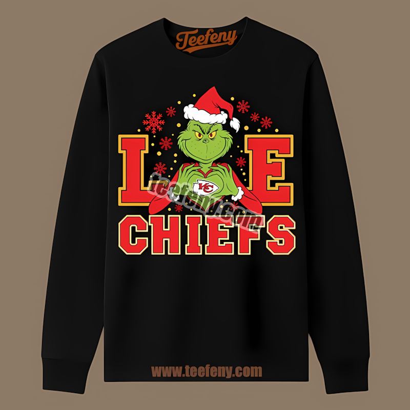 Grinch Love Kansas City Chiefs Christmas Retro Long Sleeve Grinch Love Kansas City Chiefs Christmas Retro Long Sleeve