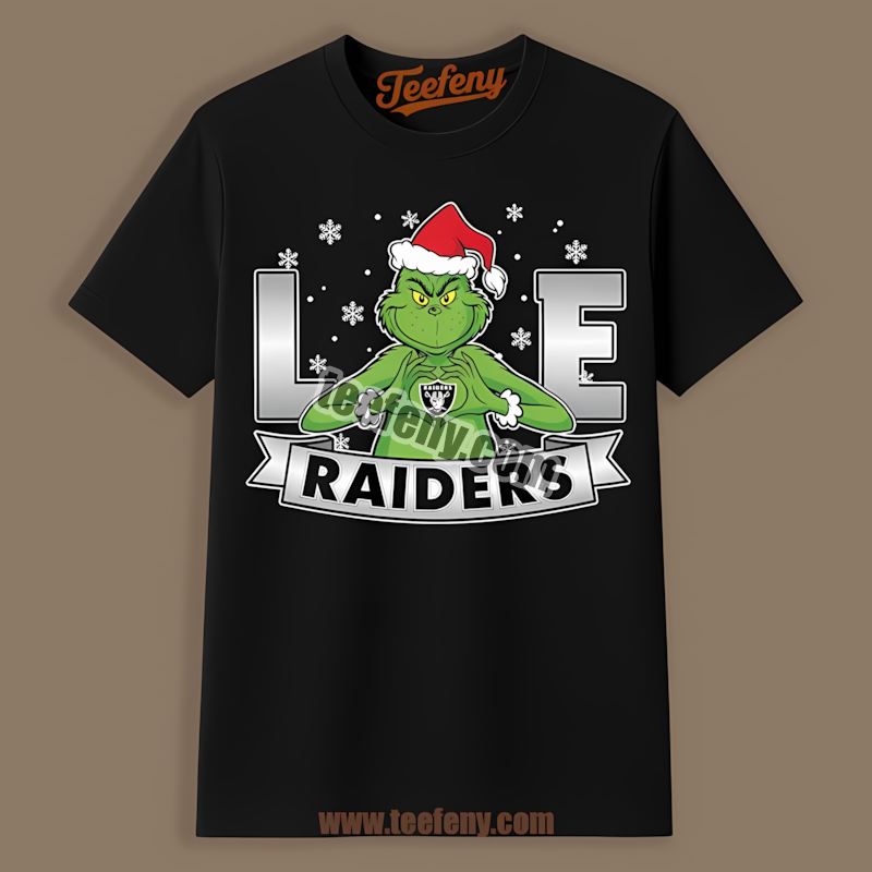 Grinch Love Las Vegas Raiders Christmas Graphic Shirt