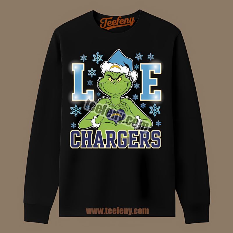 Grinch Love Los Angeles Chargers Christmas Regular Long Sleeve Grinch Love Los Angeles Chargers Christmas Regular Long Sleeve