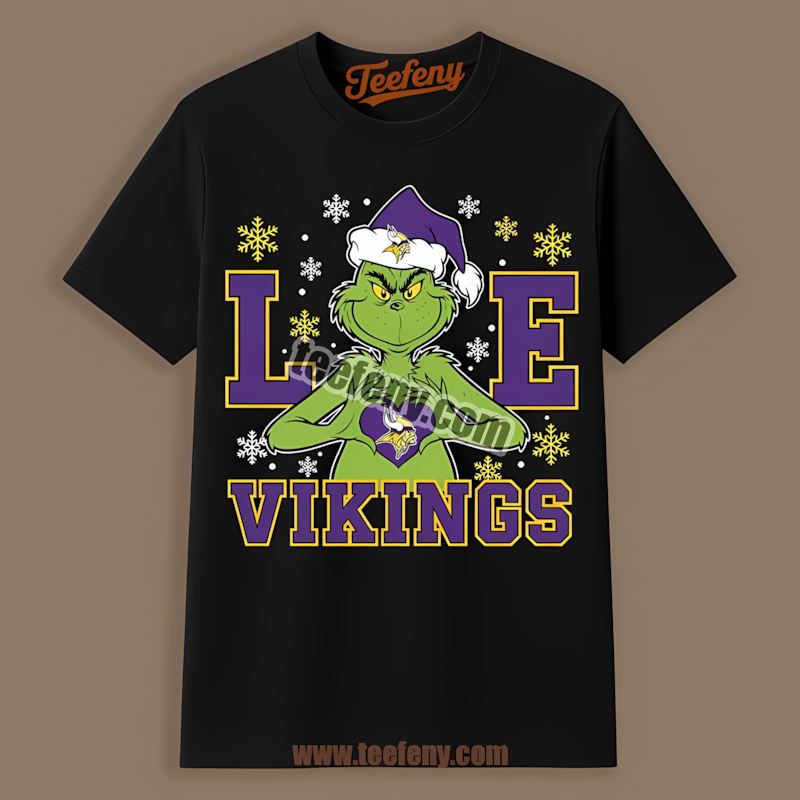 Grinch Love Minnesota Vikings Christmas Graphic Shirt