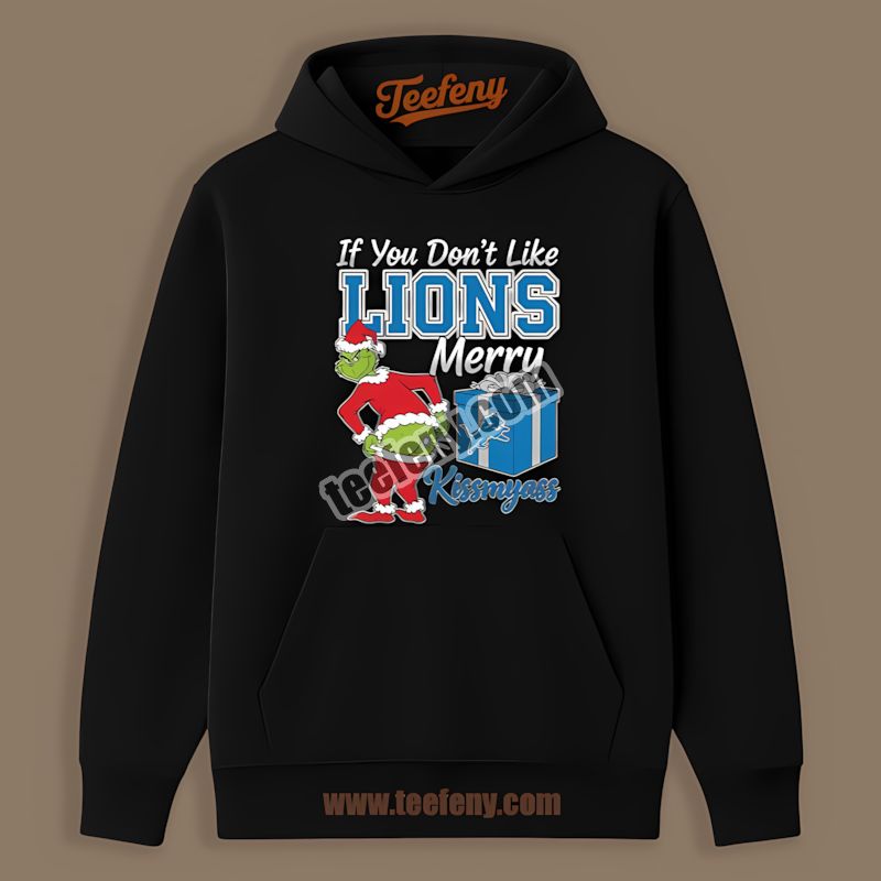 Grinch Merry Kissmyass Detroit Lions Color Hoodie Grinch Merry Kissmyass Detroit Lions Color Hoodie
