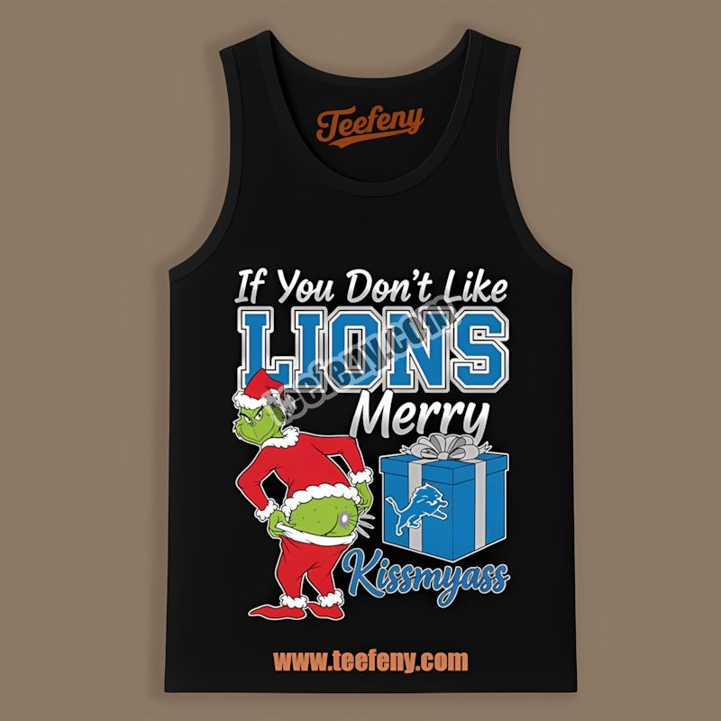 Grinch Merry Kissmyass Detroit Lions Color Tanktop Grinch Merry Kissmyass Detroit Lions Color Tanktop