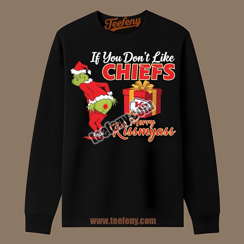 Grinch Merry Kissmyass Kansas City Chiefs Color Long Sleeve Grinch Merry Kissmyass Kansas City Chiefs Color Long Sleeve