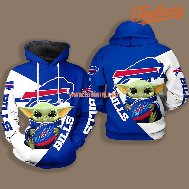 Grogu Buffalo Bills Blue White 3D Men Shirt Hoodie