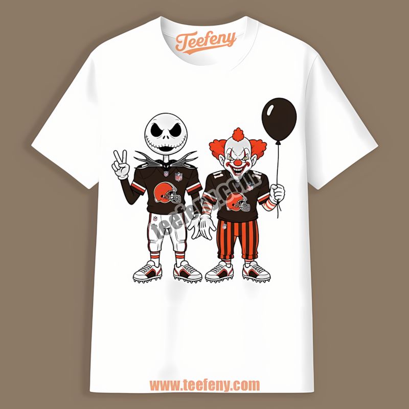 Halloween Cleveland Browns Jack Skellington Pennywise Shirt
