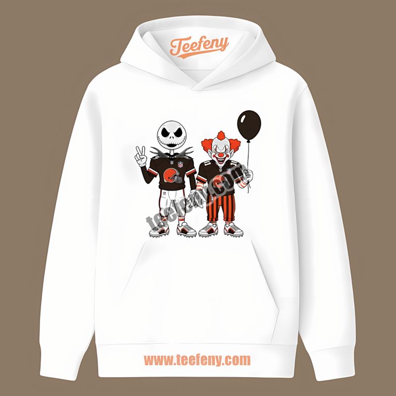 Halloween Cleveland Browns Jack Skellington Pennywise Hoodie Halloween Cleveland Browns Jack Skellington Pennywise Hoodie