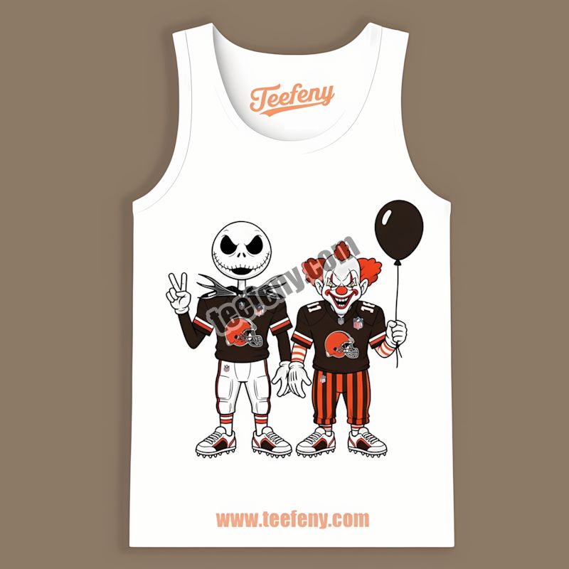 Halloween Cleveland Browns Jack Skellington Pennywise Tanktop Halloween Cleveland Browns Jack Skellington Pennywise Tanktop