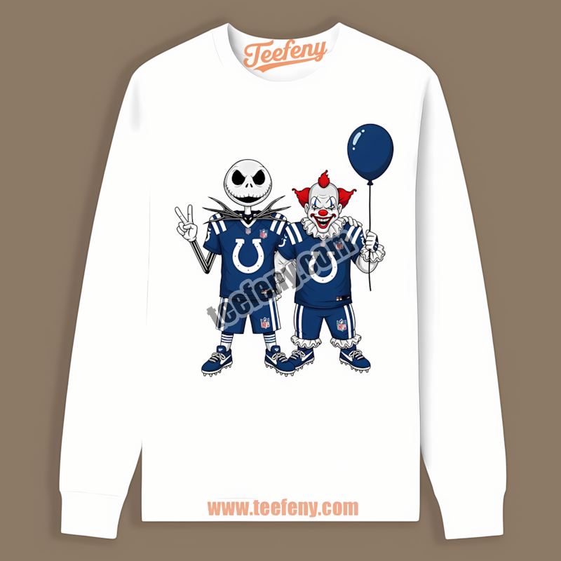 Halloween Jack Skellington Indianapolis Colts Pennywise Long Sleeve Halloween Jack Skellington Indianapolis Colts Pennywise Long Sleeve
