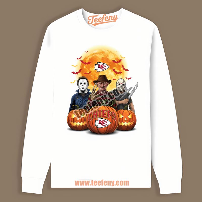 Halloween Jason Voorhees Michael Myers Kansas City Chiefs Long Sleeve Halloween Jason Voorhees Michael Myers Kansas City Chiefs Long Sleeve