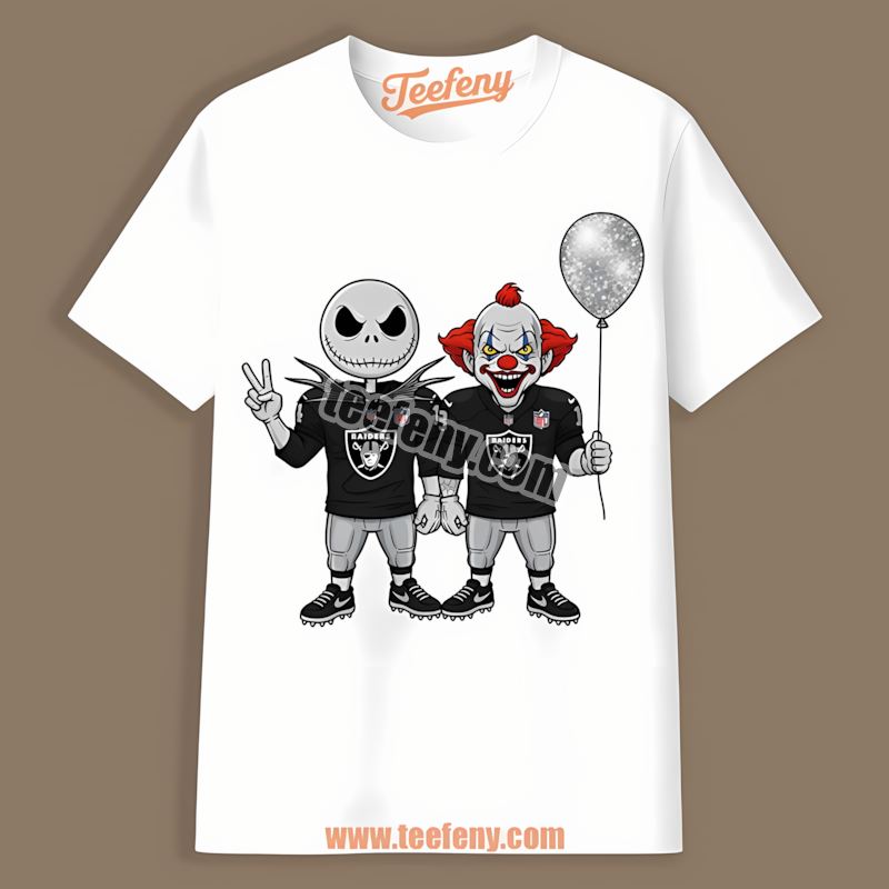 Halloween Las Vegas Raiders Jack Skellington And Pennywise Adults Shirt