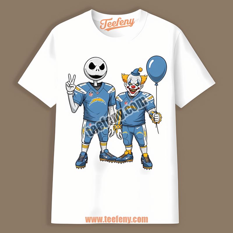 Halloween Los Angeles Chargers Jack Skellington And Pennywise Classic Shirt