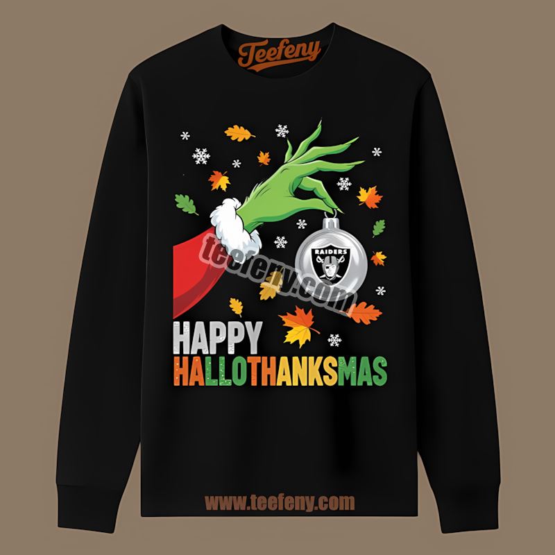 Happy Hallothanksmas Las Vegas Raiders Regular Long Sleeve Happy Hallothanksmas Las Vegas Raiders Regular Long Sleeve