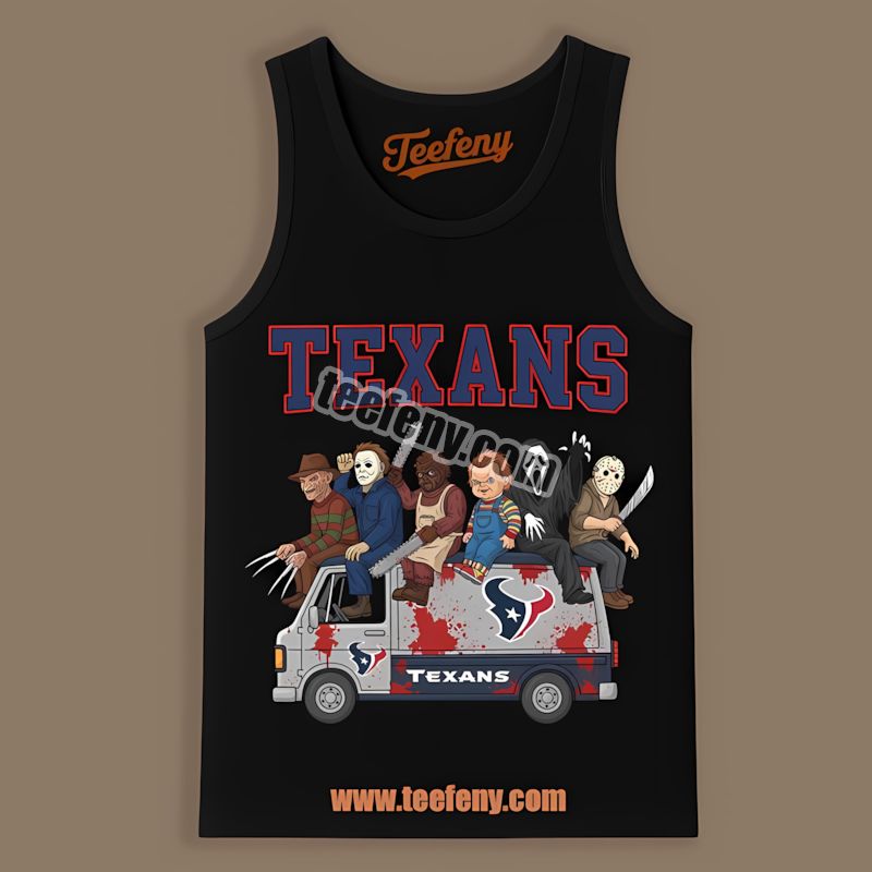 Horror Houston Texans Vs Halloween Characters On Bus Unisex Tanktop Horror Houston Texans Vs Halloween Characters On Bus Unisex Tanktop