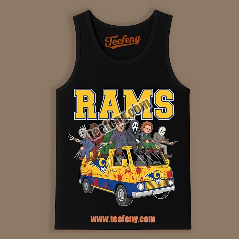 Horror Los Angeles Rams Vs Halloween Characters On Bus Color Tanktop Horror Los Angeles Rams Vs Halloween Characters On Bus Color Tanktop