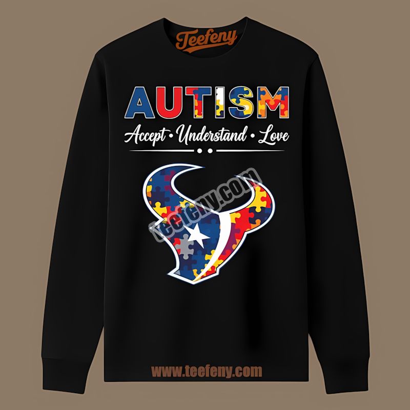 Houston Texans Autism Awareness Accept Understand Love Retro Long Sleeve Houston Texans Autism Awareness Accept Understand Love Retro Long Sleeve