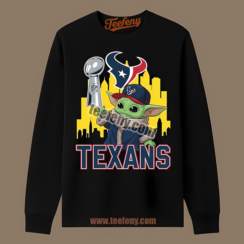 Houston Texans Baby Yoda Holding Super Bowl Cup Classic Long Sleeve Houston Texans Baby Yoda Holding Super Bowl Cup Classic Long Sleeve