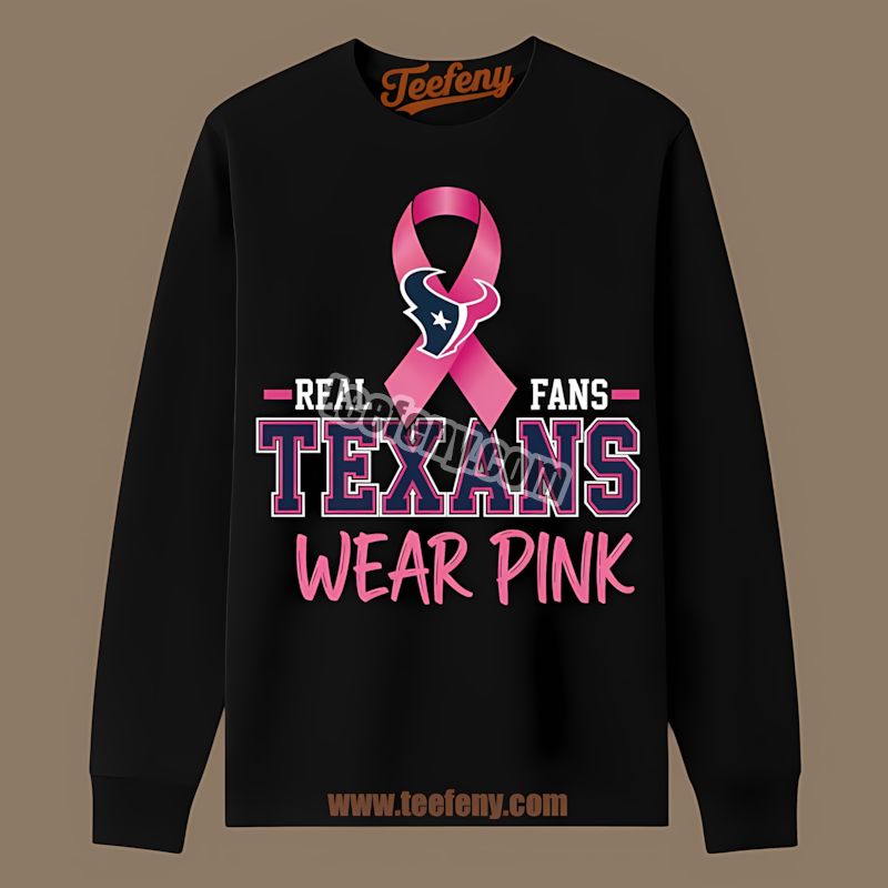 Houston Texans Breast Cancer Awareness Fans Wear Pink Cotton Long Sleeve Houston Texans Breast Cancer Awareness Fans Wear Pink Cotton Long Sleeve