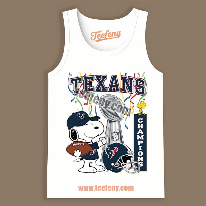 Houston Texans Champions Snoopy Celebration Vintage Tanktop Houston Texans Champions Snoopy Celebration Vintage Tanktop