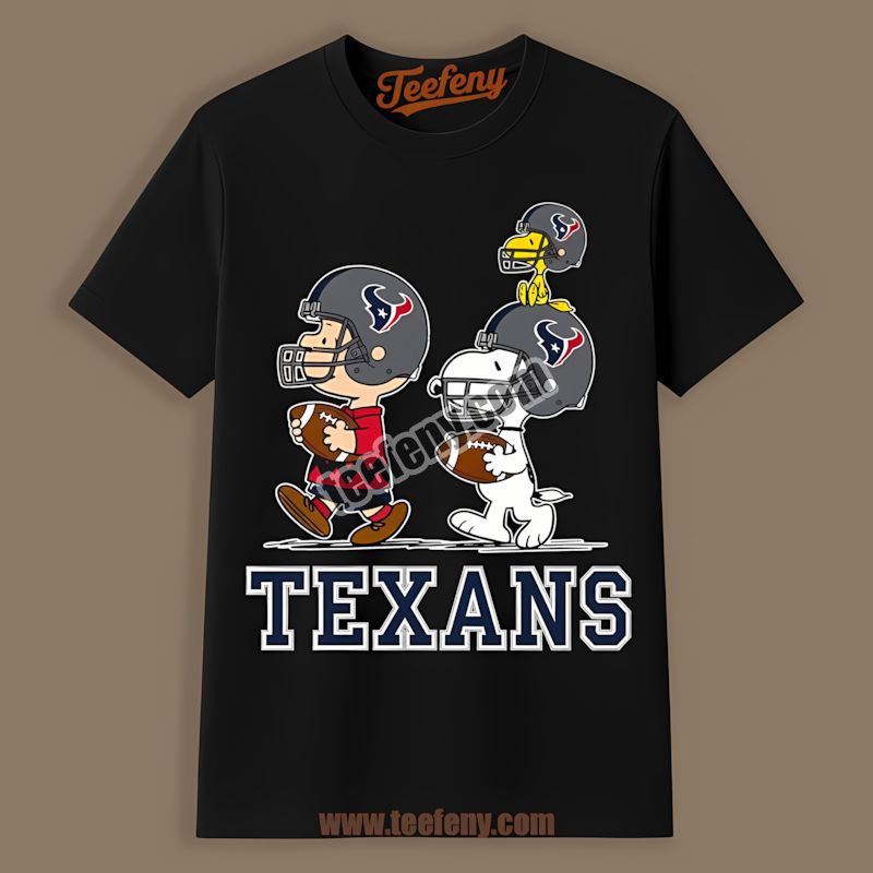 Houston Texans Charlie Brown And Snoopy Play Together Retro Shirt